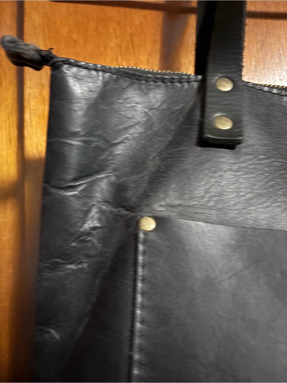 Dark Blue Portland Leather Tote - Picture 2 of 3